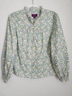 J.CREW x LIBERTY London Ruffle Collar Floral Cotton Cottagecore Boho Top XS